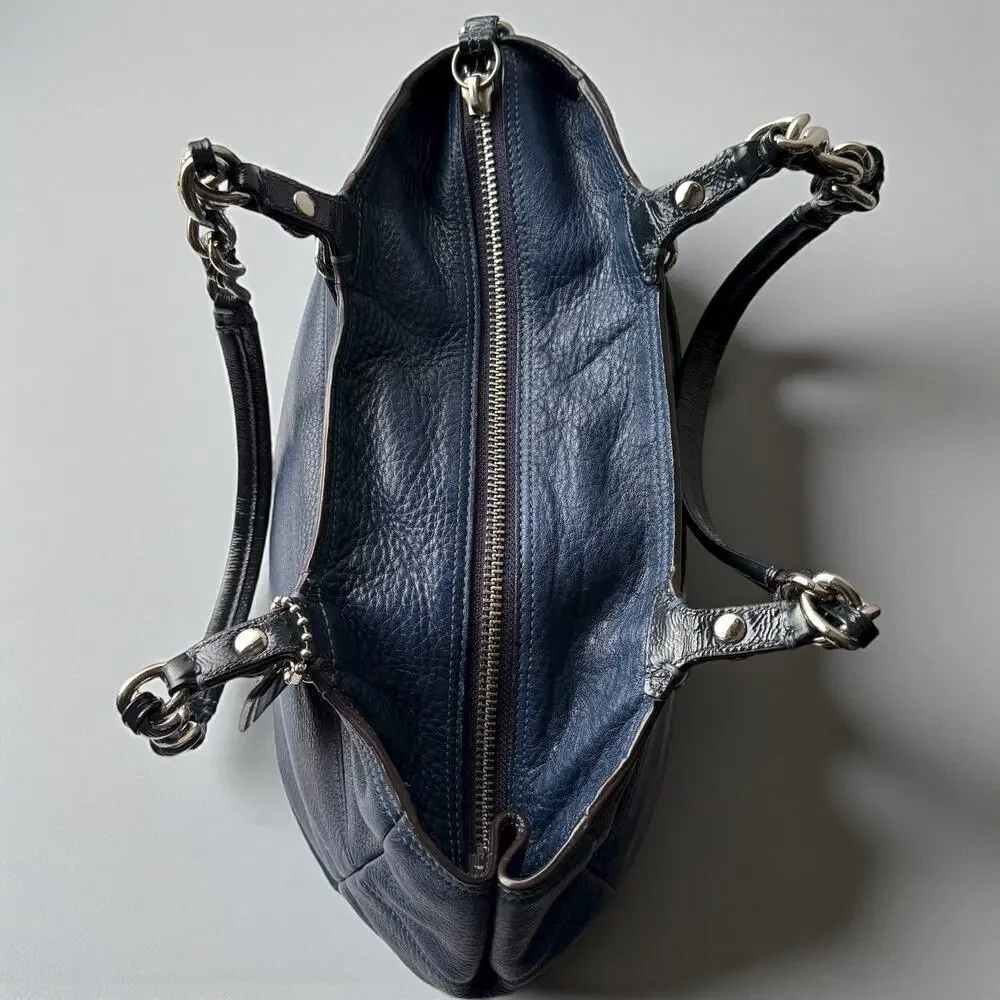 COACH 14111 Navy Blue Leather Madison Tribeca East West Tote Bag